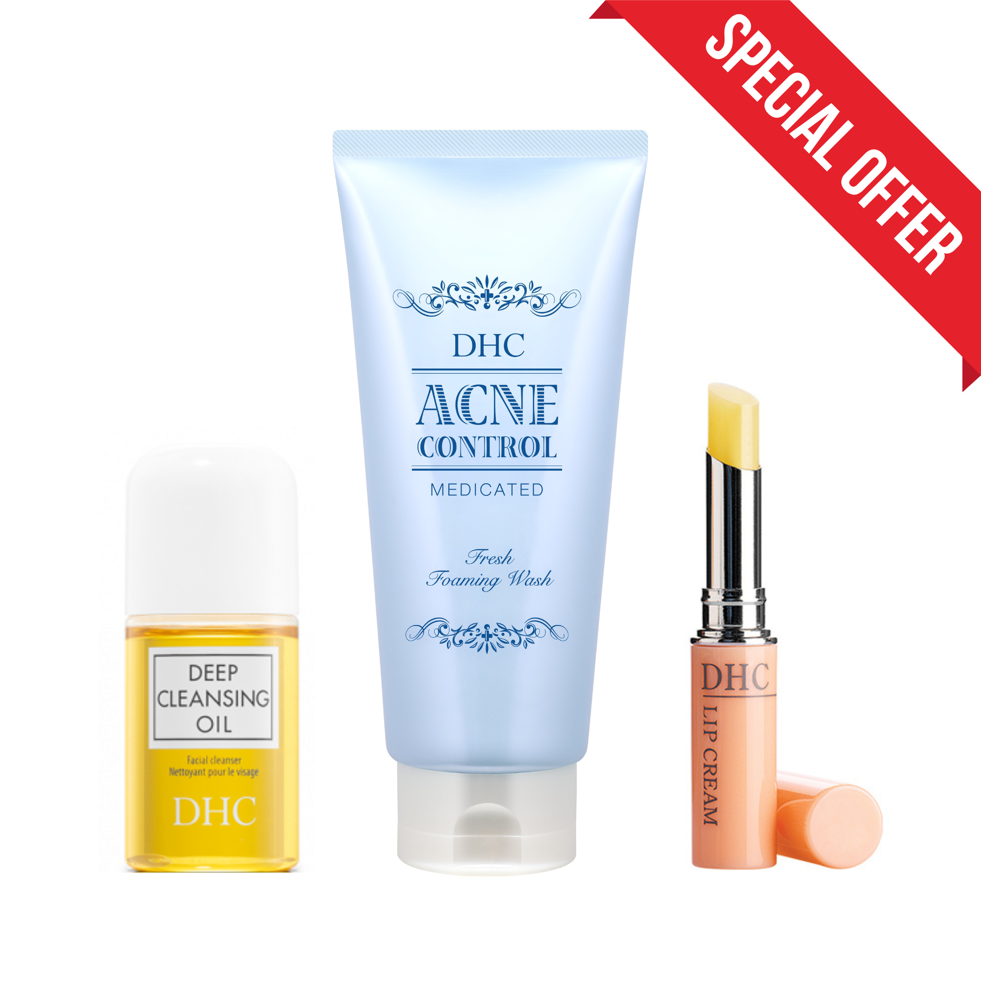 Double Cleanse Acne Face Wash 130g & Deep Cleansing Oil 30ml Lip C DHC Nepal